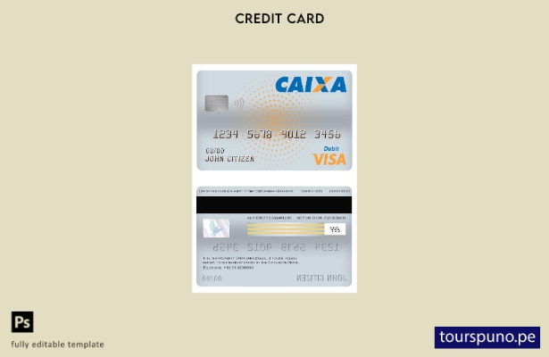 lista para imprimir plantilla de tarjeta de débito visa del banco Caixa de Brasi
